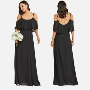 Show me your mumu caitlin ruffle maxi dress black chiffon size xxs and xs